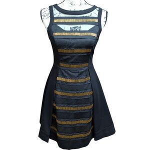 Plenty By Tracy Reese Black Beaded Fit and Flare Dress Size 2